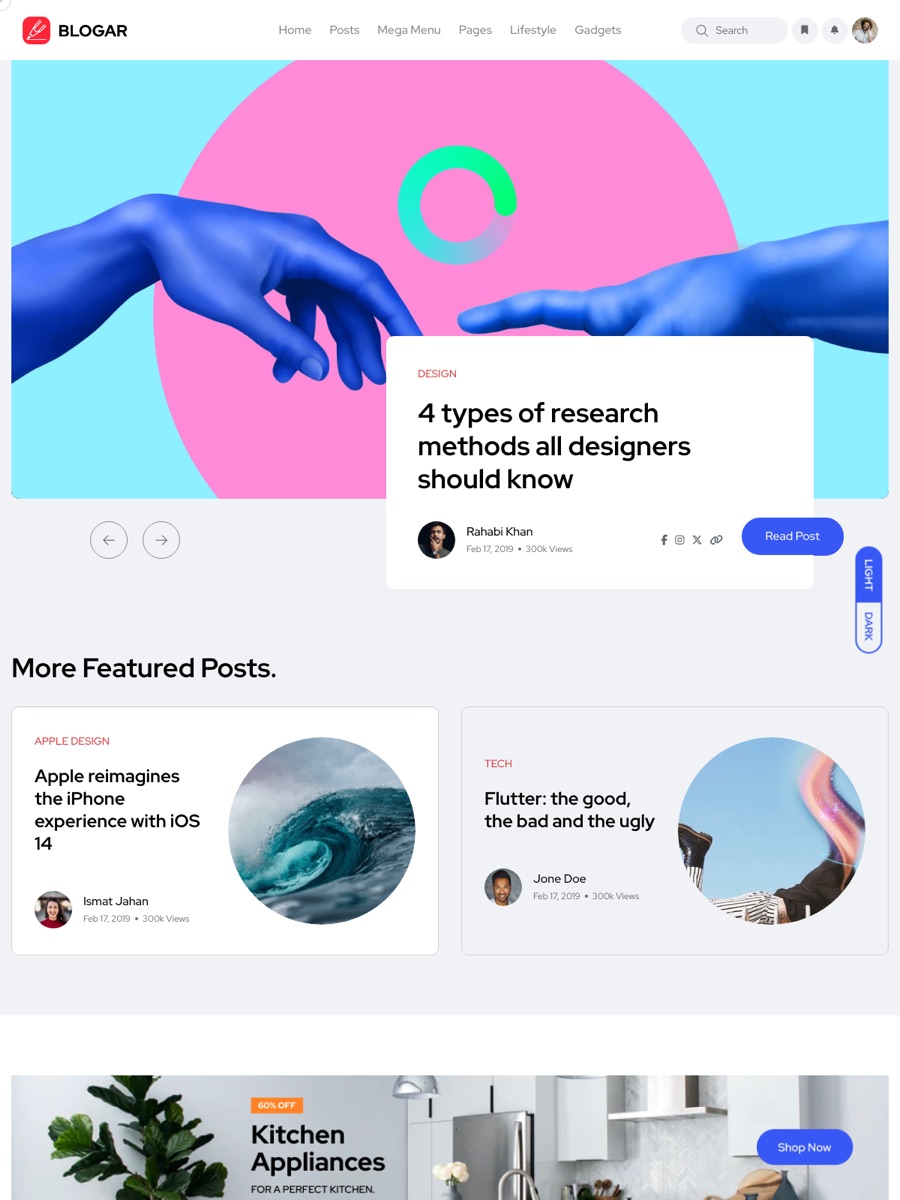 Blogar front page